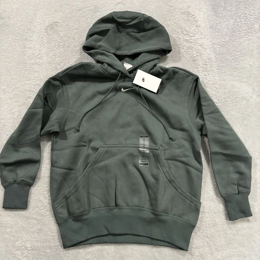 Nike Phoenix Fleece Oversized Hoodie Women's XS Pocket Pullover Green DQ5860-391